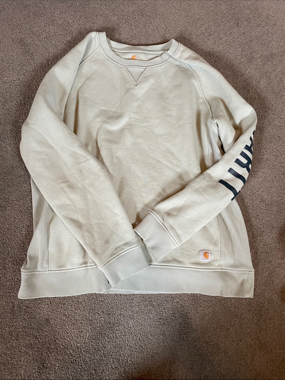 Carhartt women’s mint Crewneck Sweatshirt with Logo Sleeve
